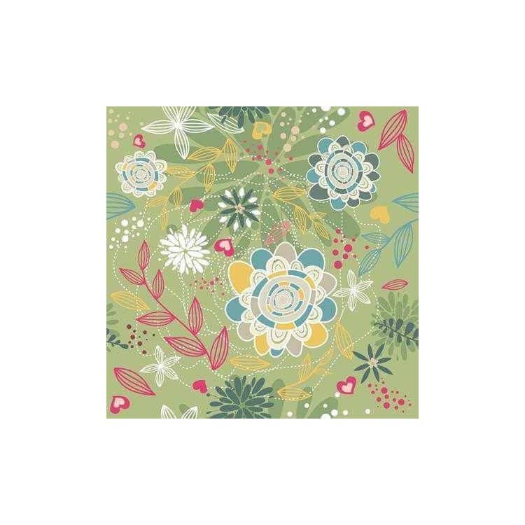Papel de Parede Adesivo Floral Verde 210115