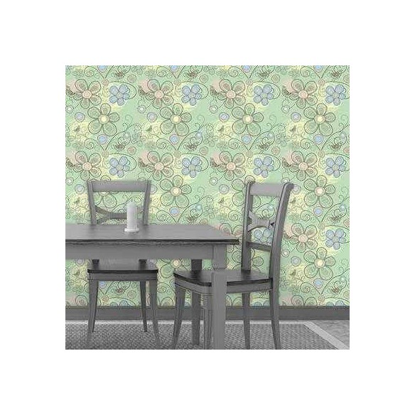 Papel de Parede Adesivo Floral Verde 210135