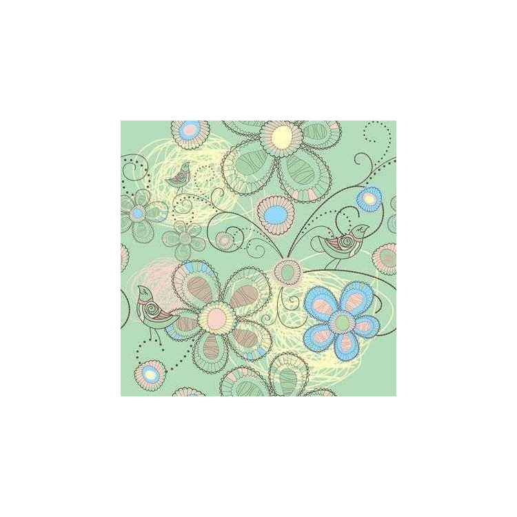 Papel de Parede Adesivo Floral Verde 210135