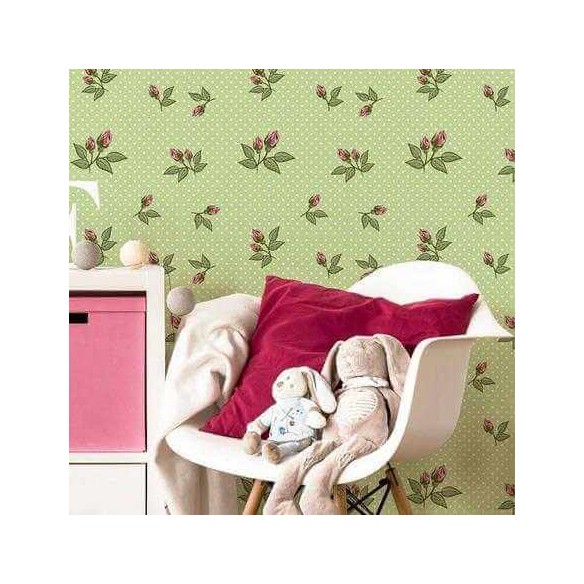 Papel de Parede Adesivo Floral Verde 74779309