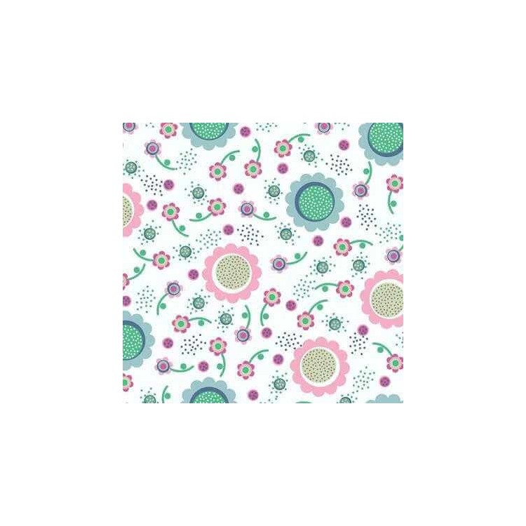 Papel de Parede Adesivo Floral Verde e Rosa 1430