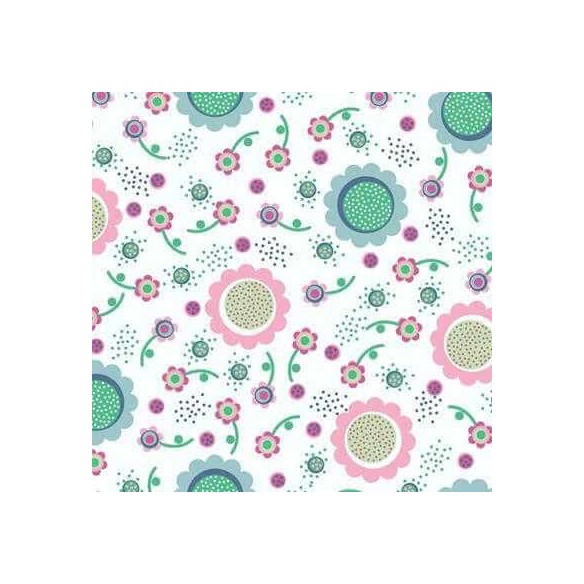 Papel de Parede Adesivo Floral Verde e Rosa 1430