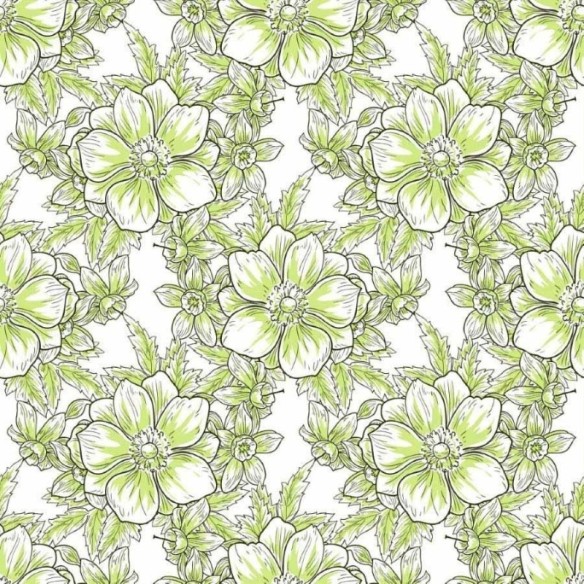 Papel de Parede Adesivo Floral Verde N012115