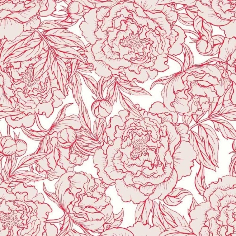 Papel de Parede Adesivo floral vermelho N014150