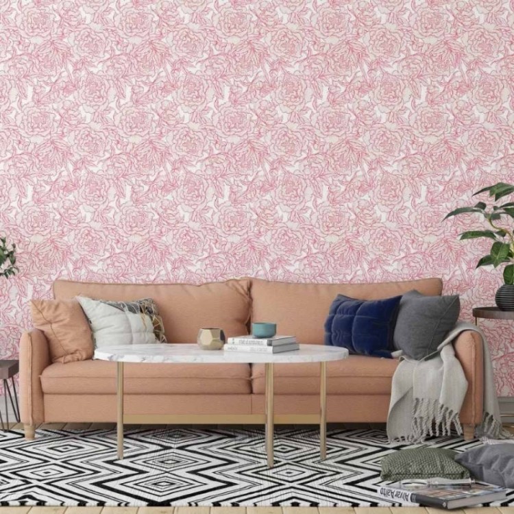 Papel de Parede Adesivo floral vermelho N014150