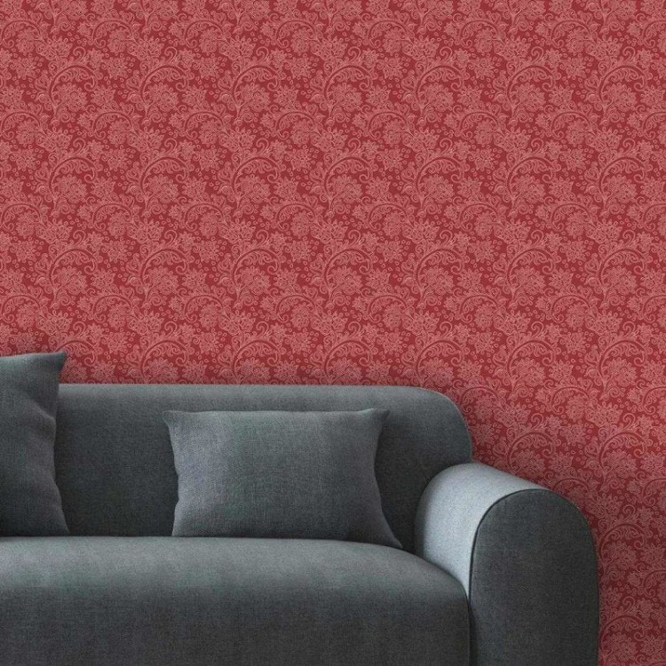 Papel de Parede Adesivo Floral Vermelho 495