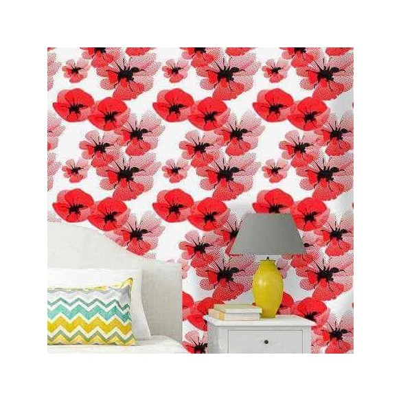 Papel de Parede Adesivo Floral Vermelho 684