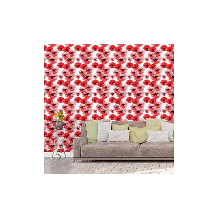 Papel de Parede Adesivo Floral Vermelho 684