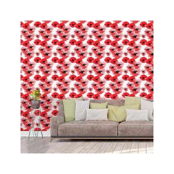 Papel de Parede Adesivo Floral Vermelho 684