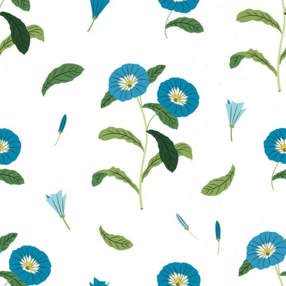 Papel de Parede Adesivo Flores Azuis Fundo Branco N07013