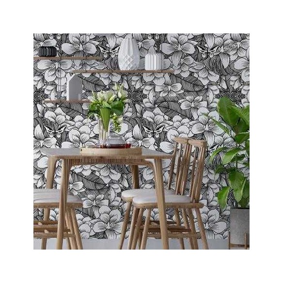 Papel de Parede Adesivo Flores Borboletas N102