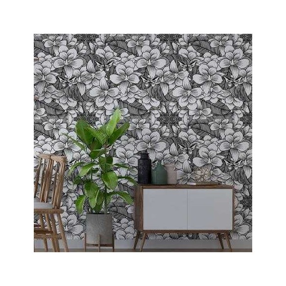 Papel de Parede Adesivo Flores Borboletas N102