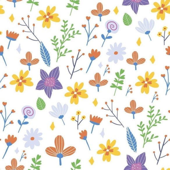 Papel de Parede Adesivo Flores Coloridas Minimalistas N08043