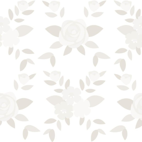 Papel de Parede Adesivo Flores do Campo Bege Abstrato N09056