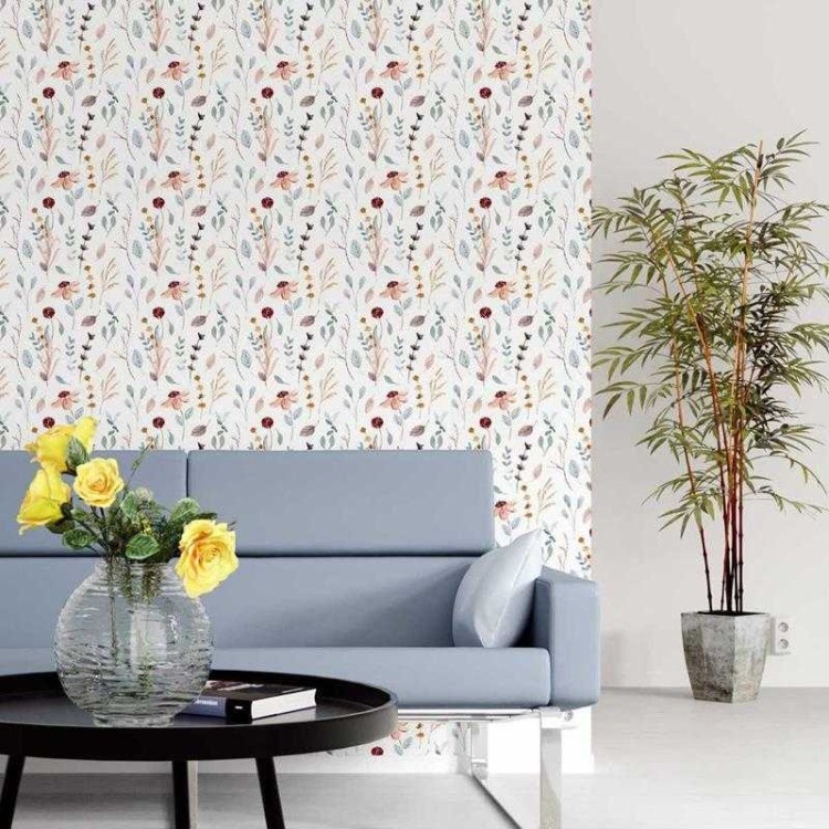 Papel de Parede Adesivo Flores e Folhas...
