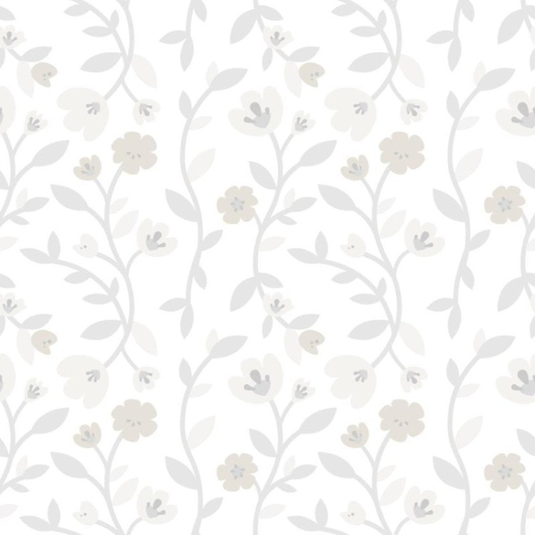 Papel de Parede Adesivo Flores e Folhas Bege...
