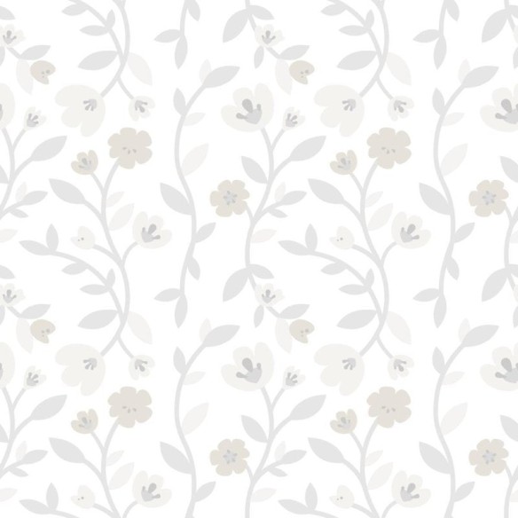 Papel de Parede Adesivo Flores e Folhas Bege Abstrato N09054