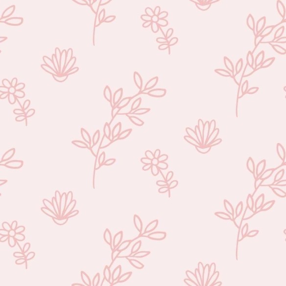 Papel de Parede Adesivo Flores e Folhas em Linha Rosa N05279