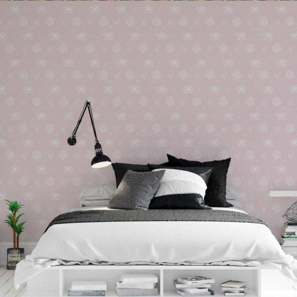 Papel de Parede Adesivo Flores e Folhas Rosa N05278