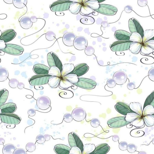 Papel de Parede Adesivo Flores e Pérolas em Aquarela N06275