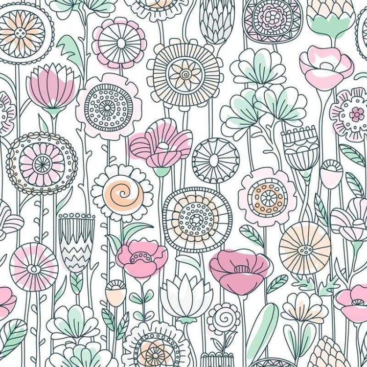 Papel de Parede Adesivo Flores em Linha...