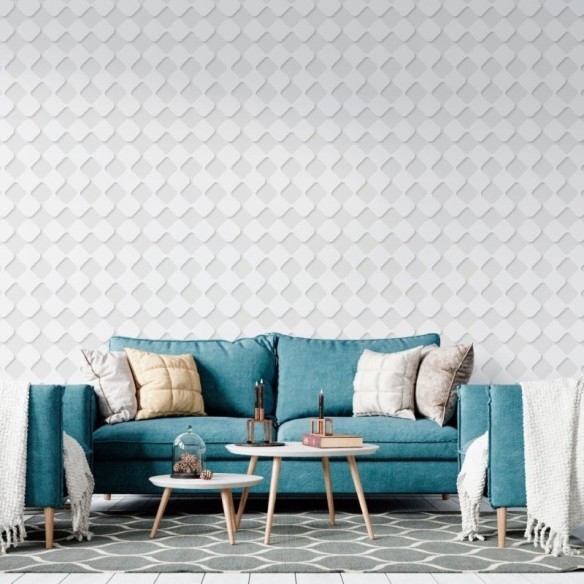 Papel de Parede Adesivo Abstrato 3D Cinza N018002