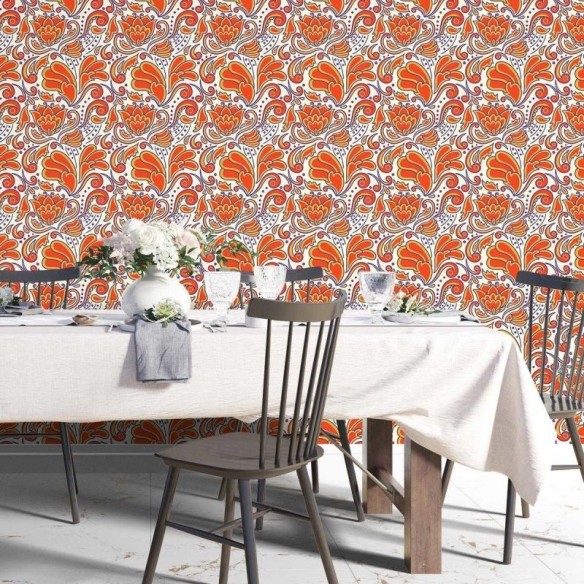 Papel de Parede Adesivo Flores Indianas N04249