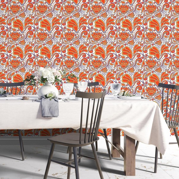 Papel de Parede Adesivo Flores Indianas N04249