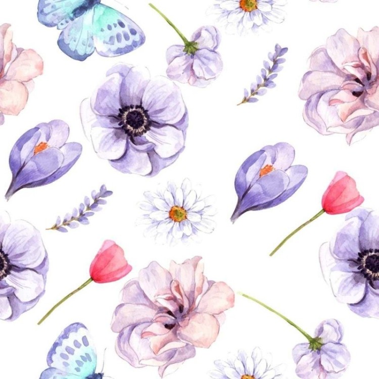 Papel de Parede Adesivo Flores Lilás em...