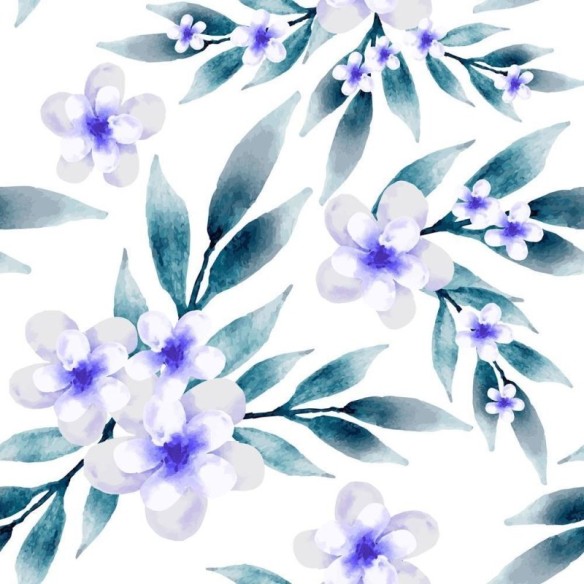 Papel de Parede Adesivo Flores Lilás em Fundo Branco N08002