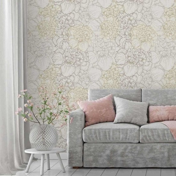 Papel de Parede Adesivo Flores Off White  855