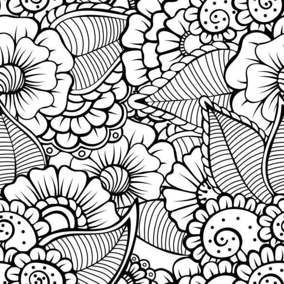 Papel de Parede Adesivo Flores para Colorir N04206