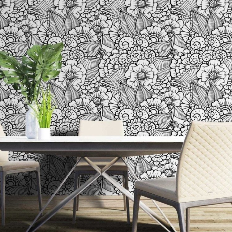 Papel de Parede Adesivo Flores para Colorir N04206