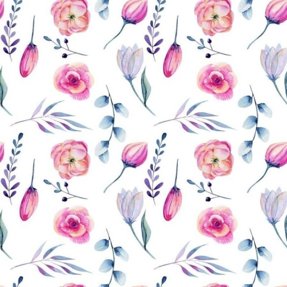 Papel de Parede Adesivo Flores Rosa e Roxo N06180