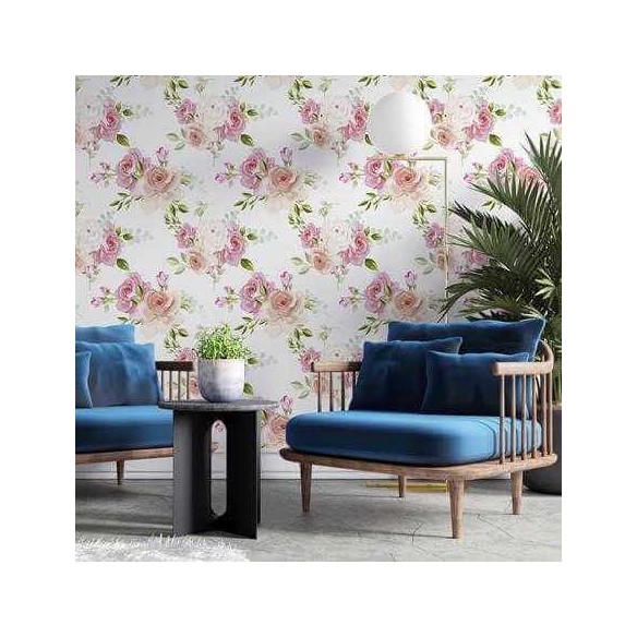 Papel de Parede Adesivo Flores Rosas N412