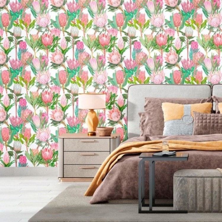 Papel de Parede Adesivo Flores Tropicais N012056