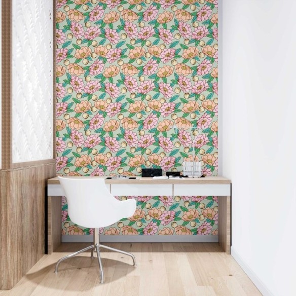 Papel de Parede Adesivo Flores Tropicais N09066
