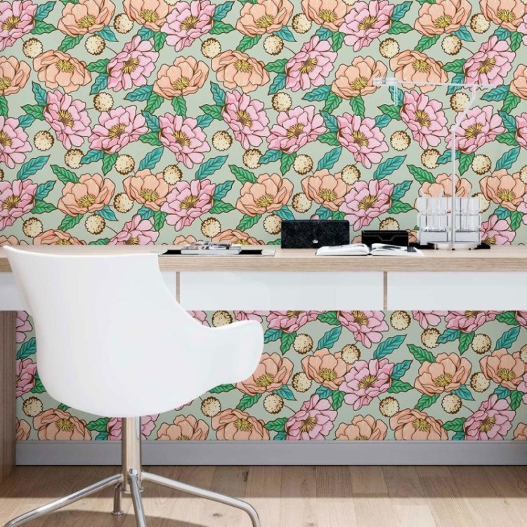 Papel de Parede Adesivo Flores Tropicais N09066