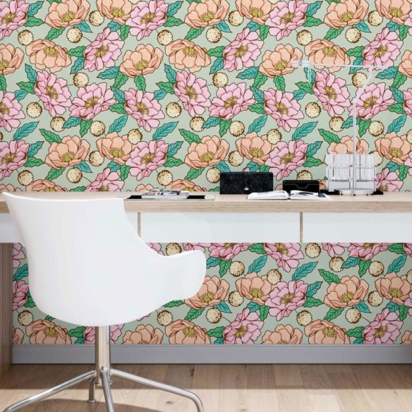 Papel de Parede Adesivo Flores Tropicais N09066