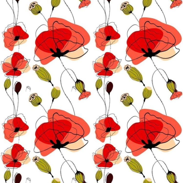 Papel de Parede Adesivo Flores Vermelhas N03098