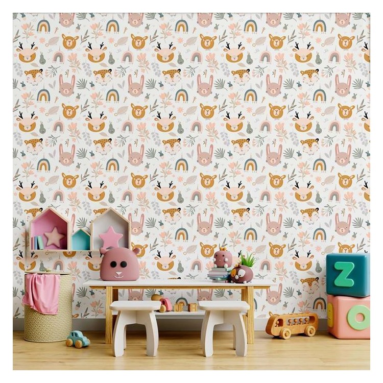 Papel de Parede Adesivo Floresta Infantil Boho...