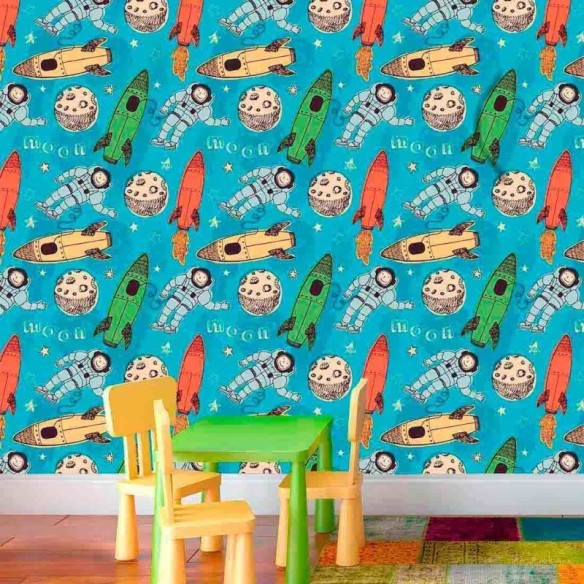 Papel de Parede Adesivo Foguete Infantil 8464297