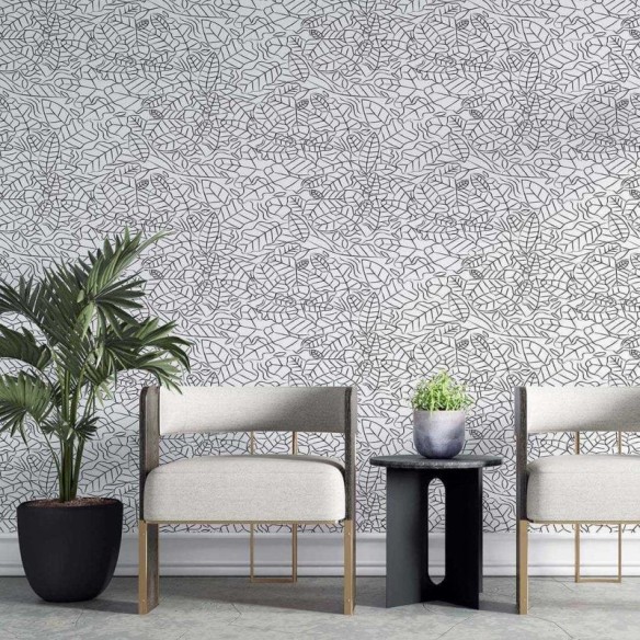 Papel de Parede Adesivo Folha Colorir N02141