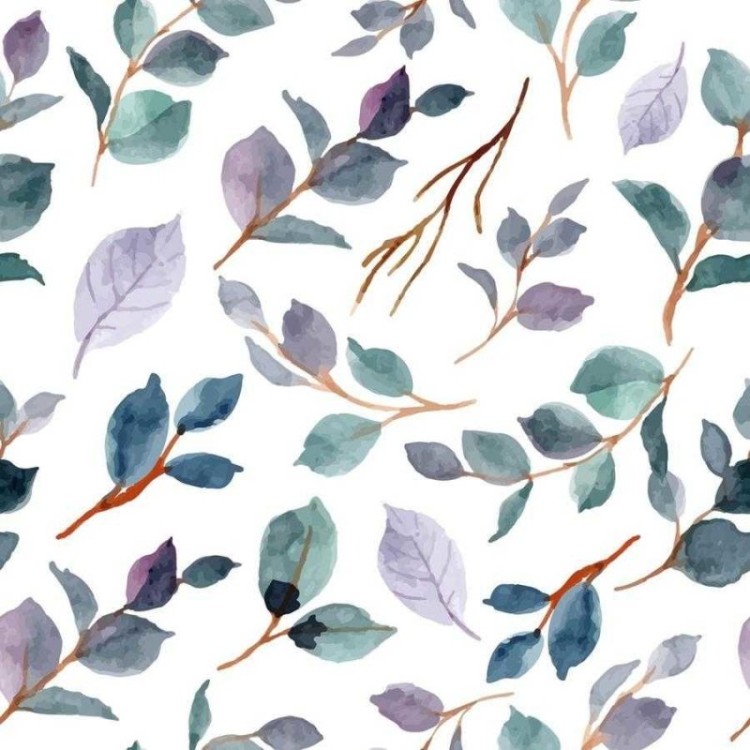 Papel de Parede Adesivo Folhagem em Aquarela...