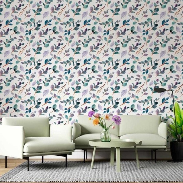 Papel de Parede Adesivo Folhagem em Aquarela N06036