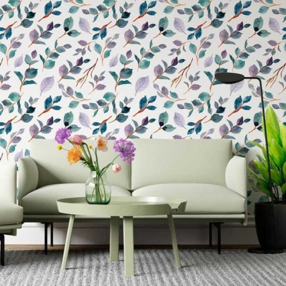 Papel de Parede Adesivo Folhagem em Aquarela N06036