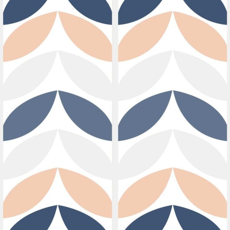Papel de Parede Adesivo Folhagem Pastel Azul e...