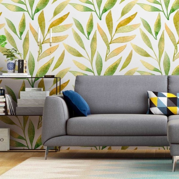 Papel de Parede Adesivo Folhagem Tropical...