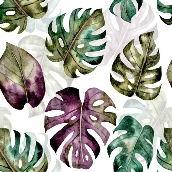 Papel de Parede Adesivo Folhagem Tropical Aquarela N04207