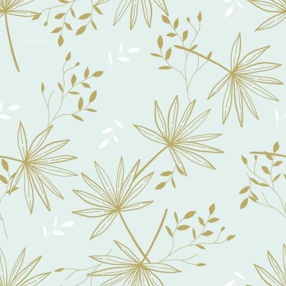 Papel de Parede Adesivo Folhagem Tropical Azul e Verde N04227